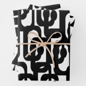 Zwart-witte Retro Mod Patronen Inpakpapier Vel (In situ)