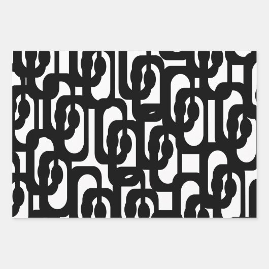 Zwart-witte Retro Mod Patronen Inpakpapier Vel (Voorkant)