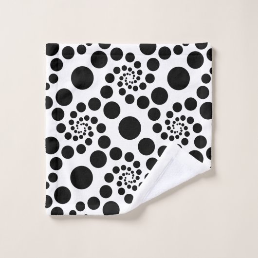 Zwart-witte Retro Polka Dots Bad Handdoek (Wasdoekje)