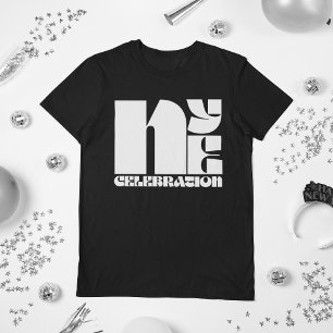 Zwart Witte Retro Typografie Oud en Nieuw Feest T-shirt