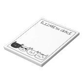 Zwart-witte rij van katten, speciaal gepersonalise notitieblok (Linkerzijde)