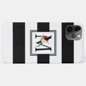 Zwart-witte ringbandstrips Monogram Initiaal M Case-Mate iPhone Case (Achterkant (horizontaal))