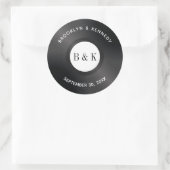 Zwart Witte Rock N Roll Monogram Naam Vinylplaat Ronde Sticker (Tas)