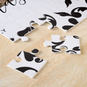 Zwart Witte Rococo Zalig Kerst Script Foto Legpuzzel (Zijkant)