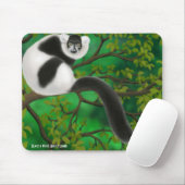 Zwart-witte rode Lemur Mousepad Muismat (Met muis)