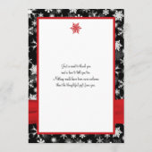 Zwart, Witte, Rode Sneeuwvlokken Dankkaart - Plat Bedankkaart (Achterkant)