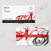 Zwart witte rode visitekaartje Monogram A tot Z (Voorkant / Achterkant)