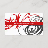 Zwart witte rode visitekaartje Monogram A tot Z (Achterkant)