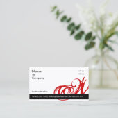 Zwart witte rode visitekaartje Monogram A tot Z (Staand voorkant)