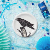Zwart-witte roestvrij vogelmonogram papieren bordje (Feest)
