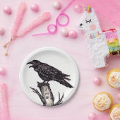 Zwart-witte roestvrij vogelmonogram papieren bordje (Feest)