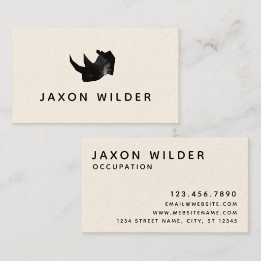 Zwart-witte roke Cloud Rhino Minimale Rustige Rust Visitekaartje (Voorkant / Achterkant)