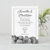 Zwart-witte roodbruine bruiloft kaart (Staand voorkant)