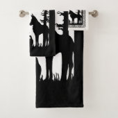 Zwart Witte Roodkapje Wolf in Bos Bomen Bad Handdoek (Insitu)