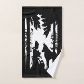 Zwart Witte Roodkapje Wolf in Bos Bomen Bad Handdoek (Handdoek)