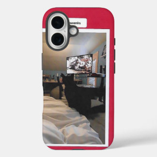 Zwart-witte roodkat iPhone 16 hoesje