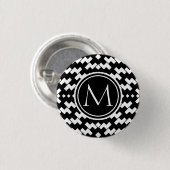 Zwart-witte roodkleurige Chevron Ronde Button 3,2 Cm (Voorkant /achterkant)