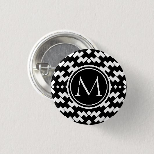 Zwart-witte roodkleurige Chevron Ronde Button 3,2 Cm (Voorkant /achterkant)