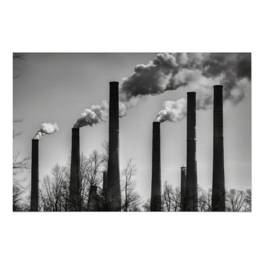 Zwart-witte rookpluimen perfect poster (Voorkant)