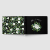 Zwart-Witte Roos Bloemige Bruiloft Gastenboek (Volledig)