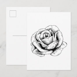Zwart-witte roos briefkaart