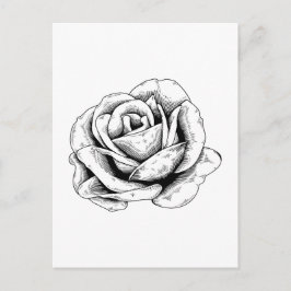 Zwart-witte roos briefkaart