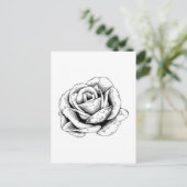 Zwart-witte roos briefkaart (Staand voorkant)