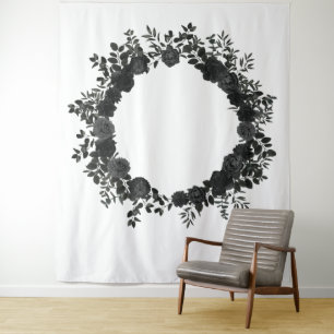 Zwart Witte Roos Bruiloft Foto Achtergrond Elegant Wandkleed