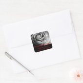 Zwart-Witte Roos Bruiloft Retouradres Vierkante Sticker (Envelop)