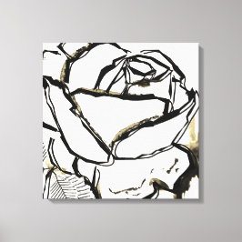 Zwart Witte Roos Canvasprint Minimalistische Bloem Canvas Afdruk