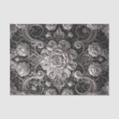 Zwart Witte Roos Damast Decoupage Tissuepapier (Voorkant)