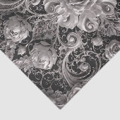 Zwart Witte Roos Damast Decoupage Tissuepapier (Detail)