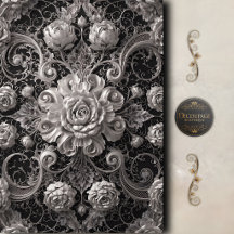 Zwart Witte Roos Damast Decoupage
