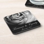 Zwart-Witte Roos Onderzetter (Linkerzijde)