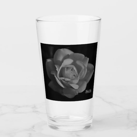 Zwart & Witte Roos Pilsner Glas | Liefdescitaat (Voorkant)