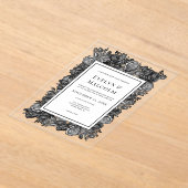 Zwart-witte roses Gothic Wedding Acryl Uitnodigingen (Laagn)