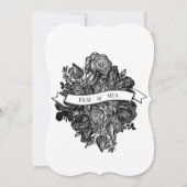 Zwart-witte roses Gothic Wedding Kaart (Achterkant)