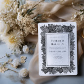 Zwart-witte roses Gothic Wedding Kaart