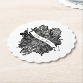 Zwart-witte roses Gothic Wedding Kartonnen Onderzetters (Gekanteld)