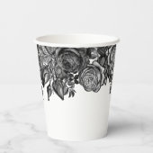 Zwart-witte roses Gothic Wedding Papieren Bekers (Achterkant)