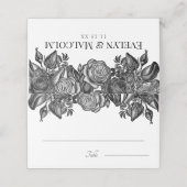 Zwart-witte roses Gothic Wedding Plaatskaartje (Buitenkant ongevouwen)