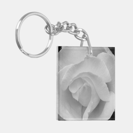 Zwart-witte roze sleutelhanger (Voorkant Links)
