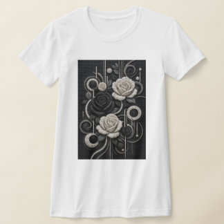 Zwart & Witte Rozen 3D Micro Mozaïek  T-shirt