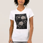 Zwart & Witte Rozen 3D Micro Mozaïek T-shirt (Voorkant)