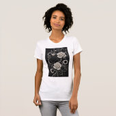 Zwart & Witte Rozen 3D Micro Mozaïek T-shirt (Voorkant volledig)