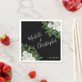 Zwart-Witte Rozen Bloemige Bruiloft Servet (Insitu)