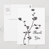 Zwart-witte rozen Dank je Briefkaart (Voorkant / Achterkant)