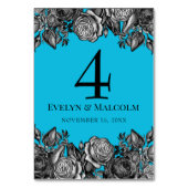 Zwart-witte rozen Elektrisch Blauwhuwelijk Kaart (Achterkant)