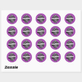 Zwart-witte rozen Elektrisch Paars huwelijk Ronde Sticker (Vel)