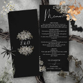 Zwart-witte rozen Floral Gothic bruiloft diner Menu